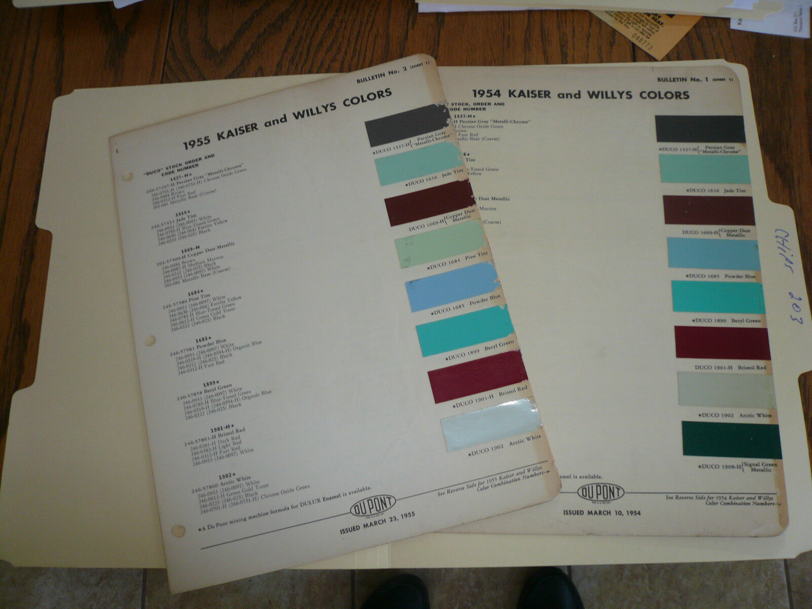 1954 1955 Kaiser & Willys DuPont Duco Delux Color Chip Paint Sample - Vintage