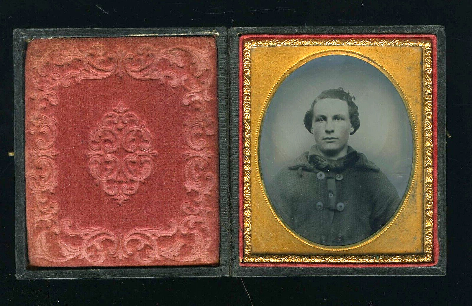 1/6 1850s Tintype Photo Handsome Young Man - Gold Miner? NEFF's PATENT