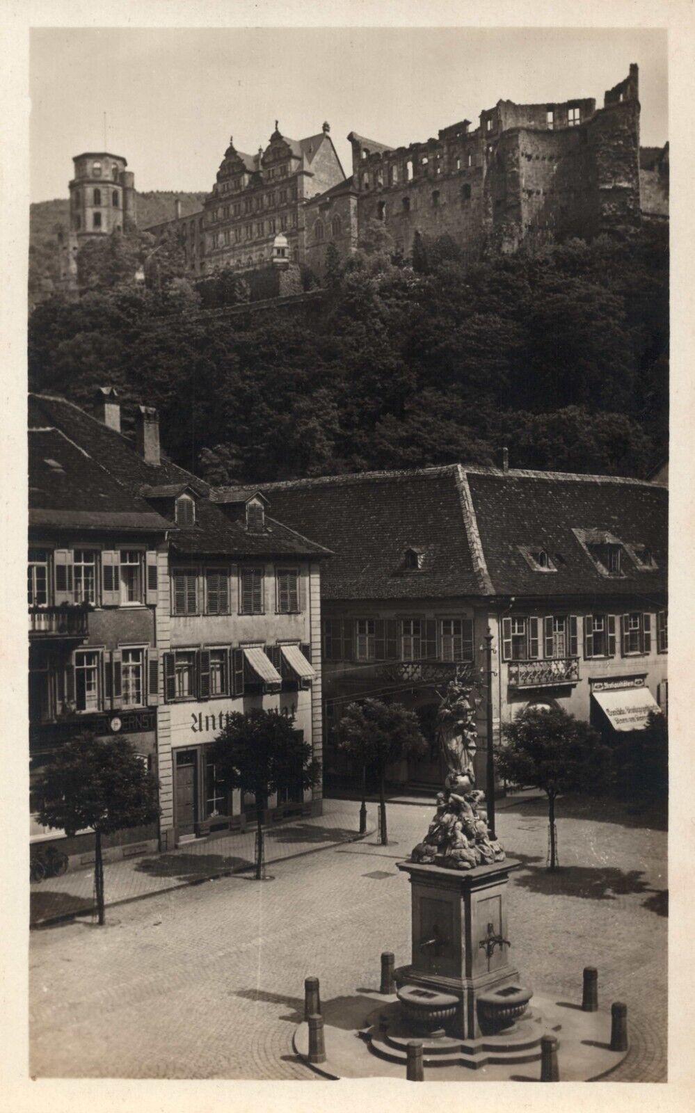 Heidelberg Castle Corn Market Germany Vintage RPPC Postcard
