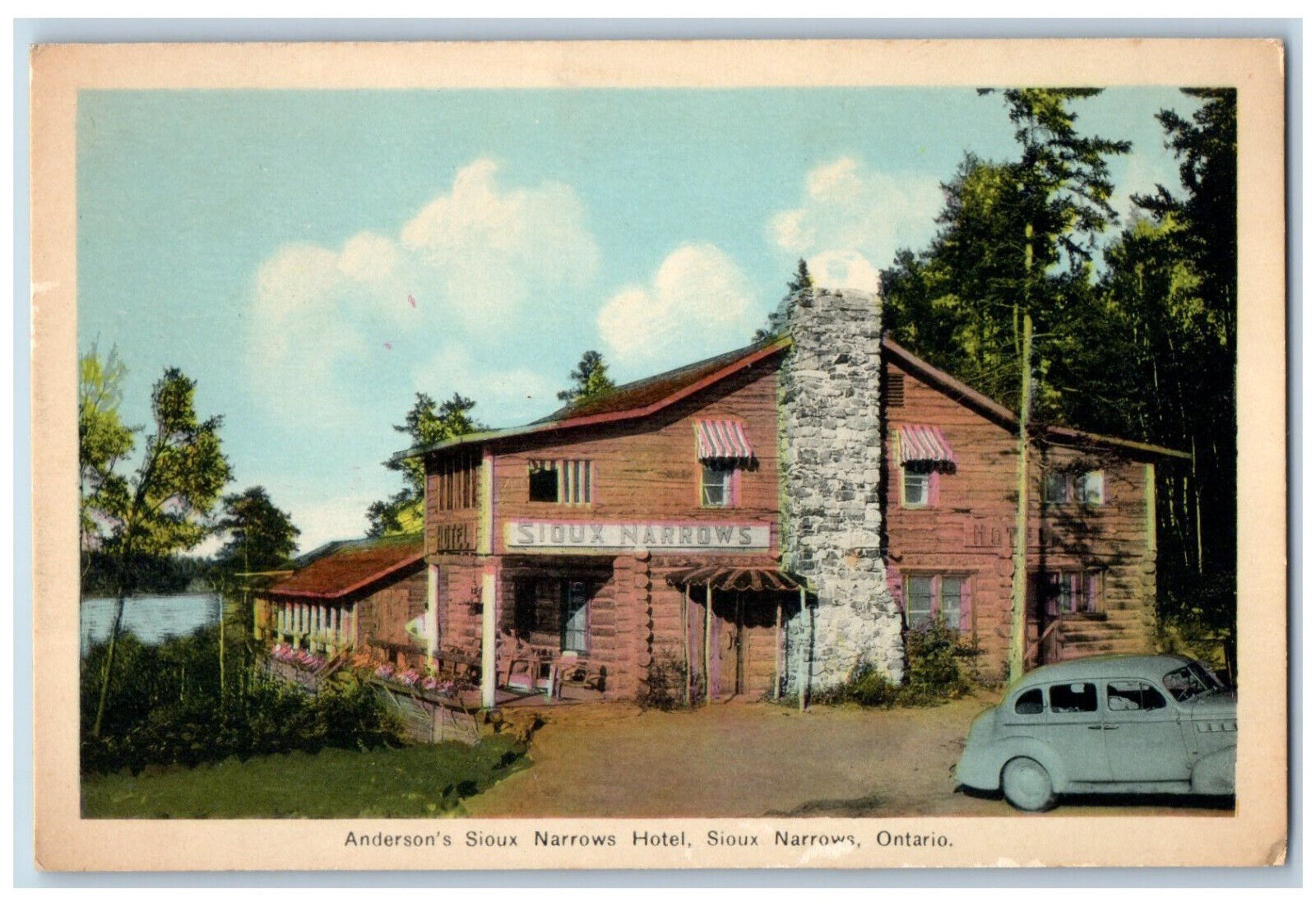 Sioux Narrows Ontario Canada Postcard Anderson's Sioux Narrows Hotel c1930's