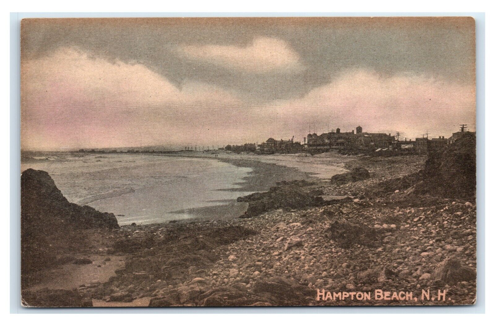 Postcard Hampton Beach, NH unused udb hand-colored I19