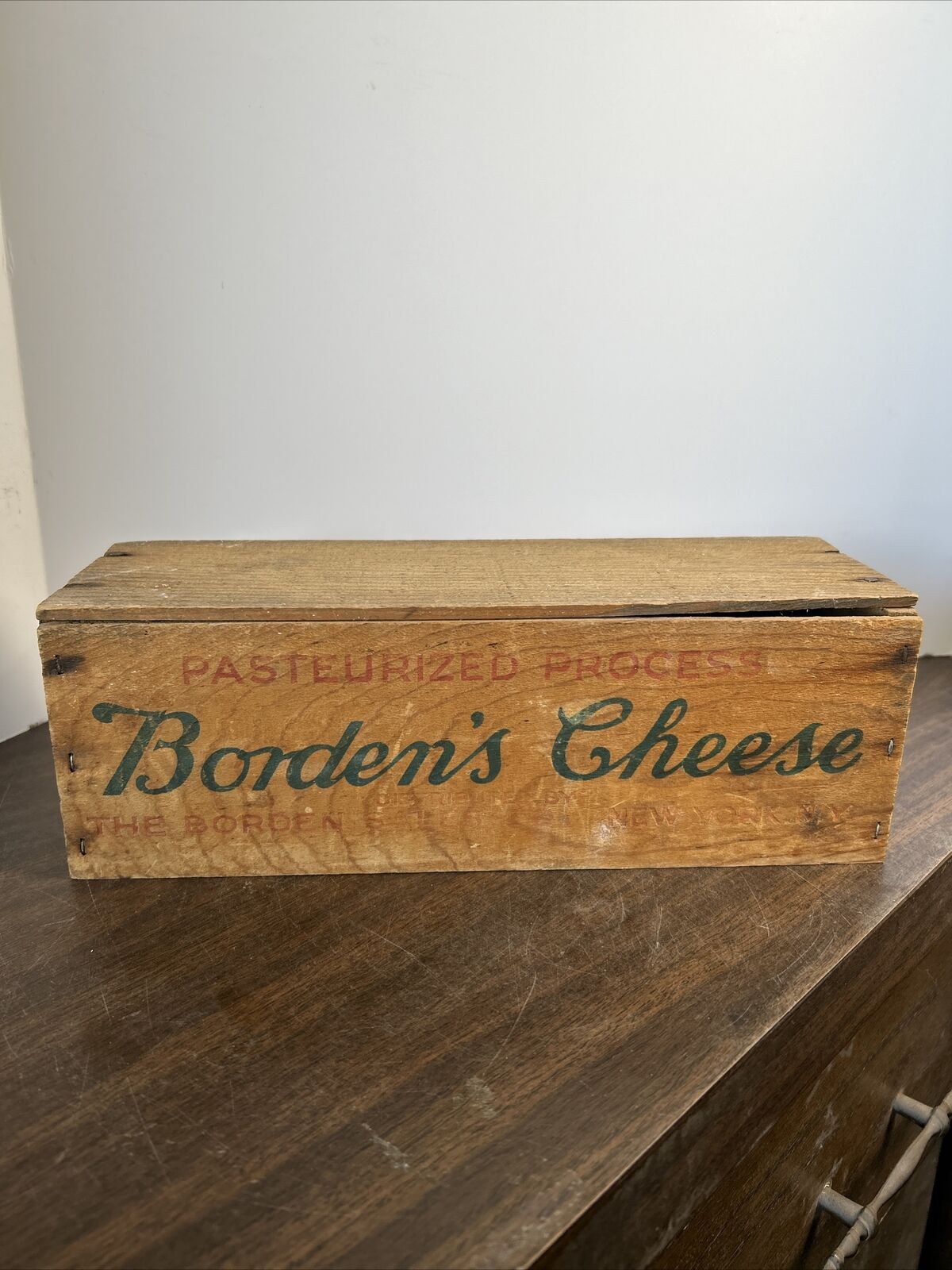 Vintage Bordens Cheese Painted Wood Box Rectangle 9