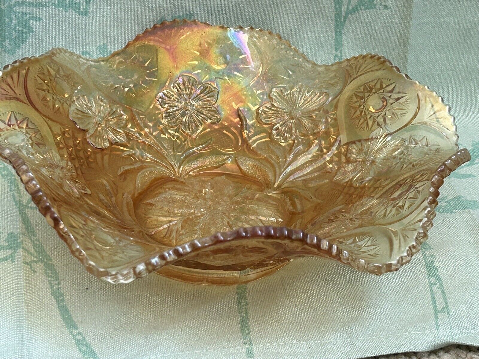 Antique Marigold Carnival Glass Bowl