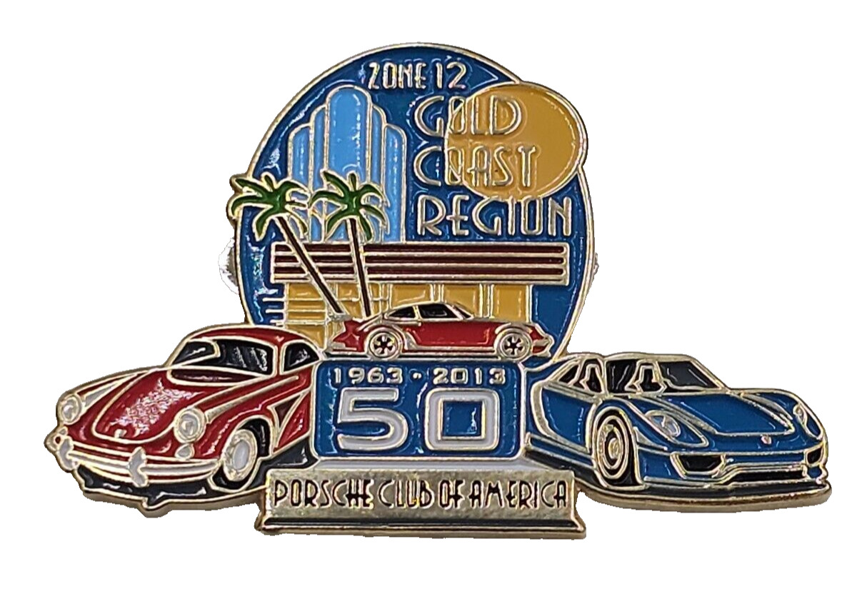 RARE Porsche club 1963 - 2013 Lapel Pin magnetic 50th anniversary  2 inch PCA