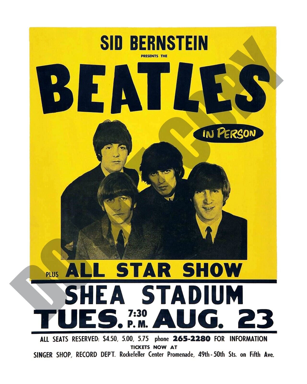 1966 The Beatles Concert At Shea Stadium In New York Handbill Promo 8x10 Photo