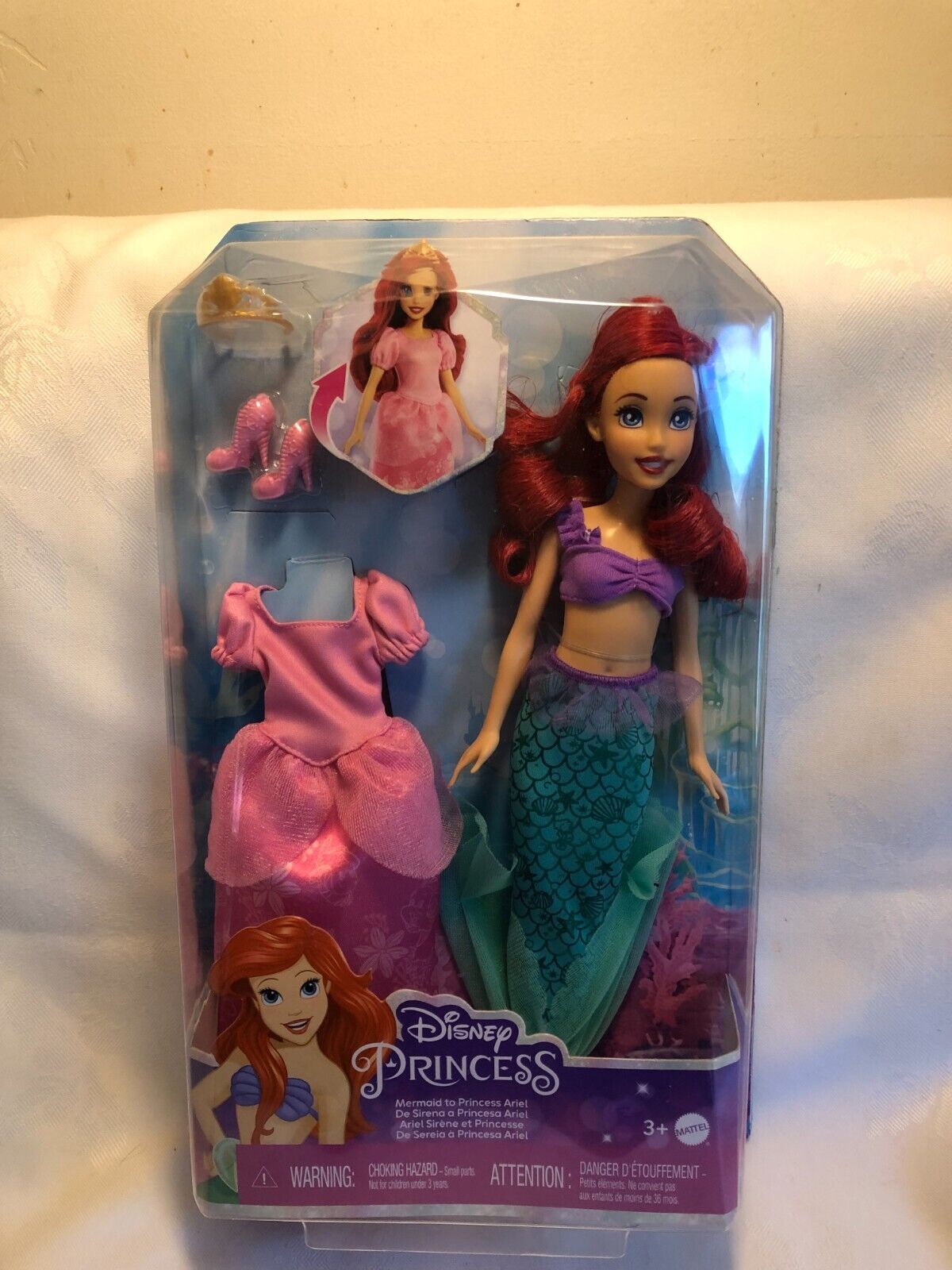 Disney Princess Ariel 2-in-1 Mermaid to Princess Doll New with Box