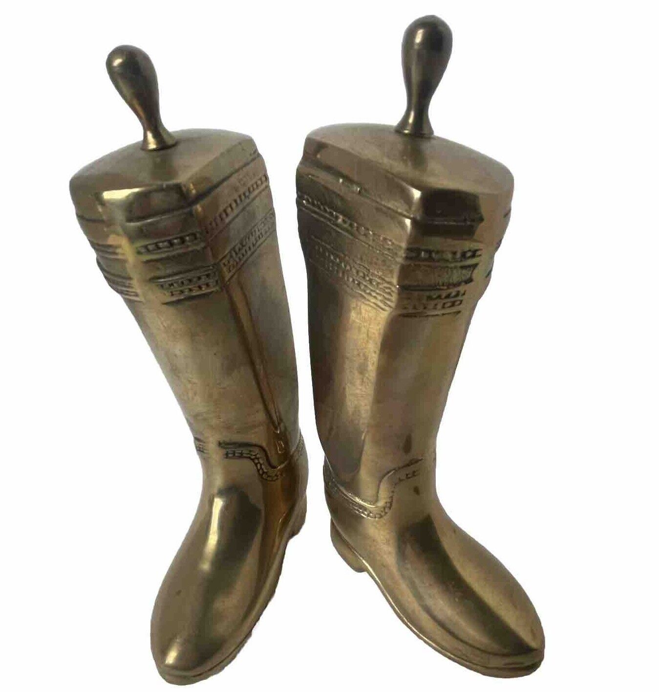 VTG BRASS BOOKENDS English RIDING BOOTS  EQUESTRIAN Horse KOREA Solid Library