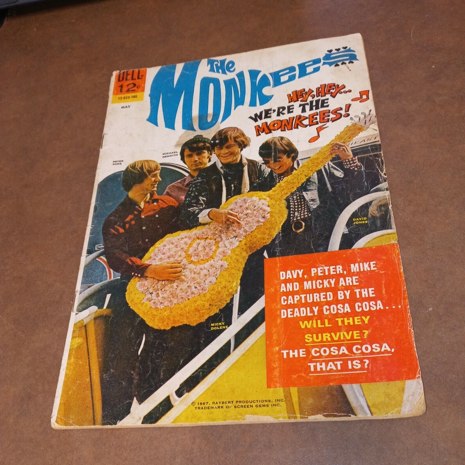 The Monkees, 12-533-705 No.2. Dell Comics May 1967 silve age tv show photo cover