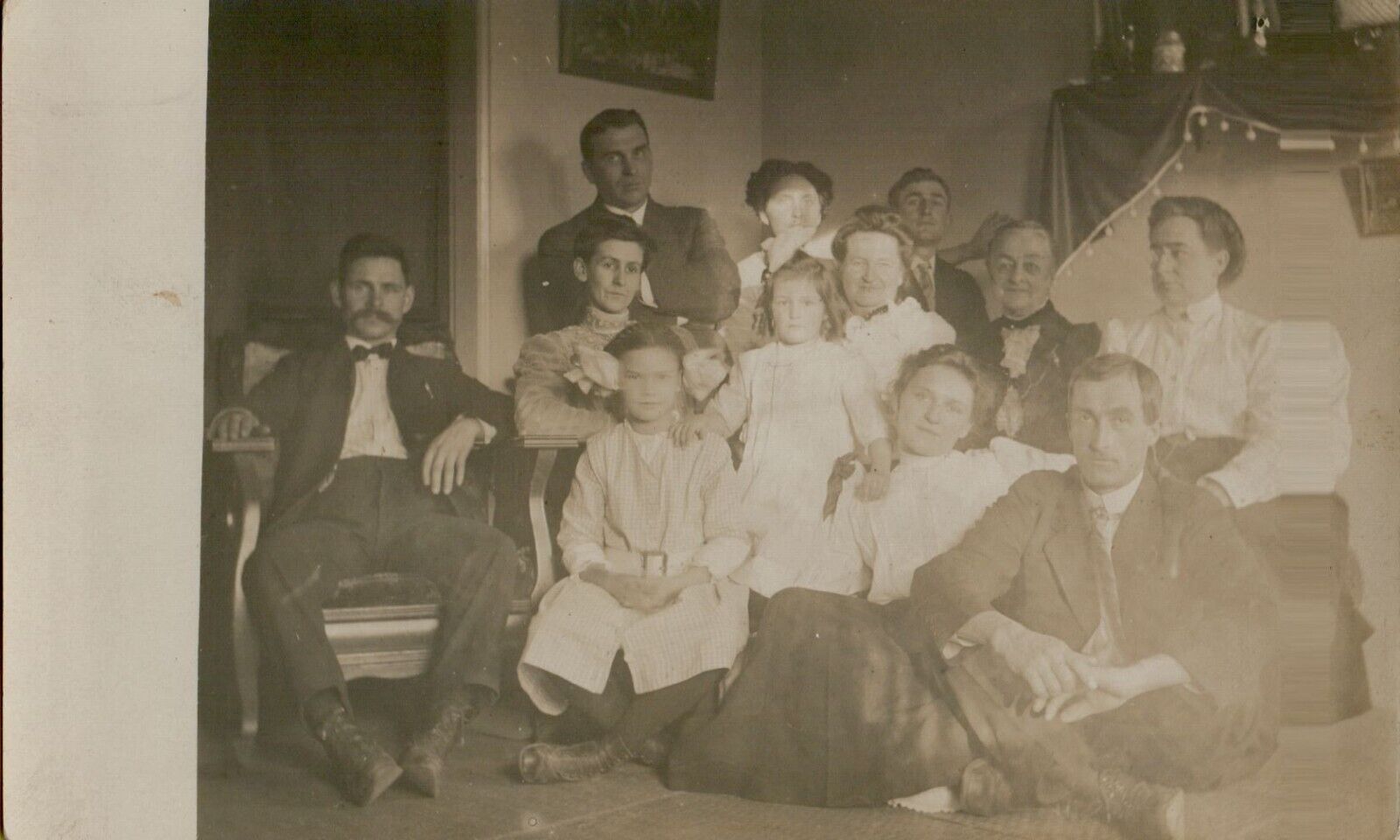 RPPC Thanksgiving 1912 Family Photo Portrait Bored Antique Real Photo Postcard