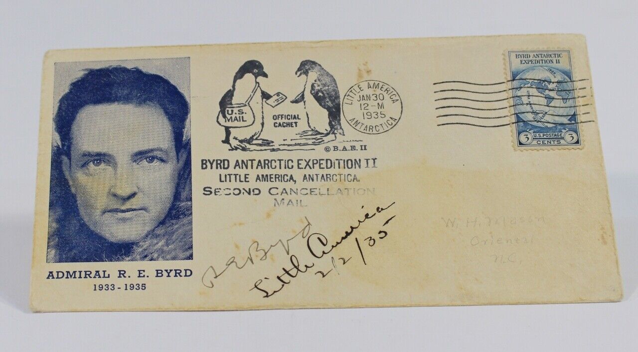 Admiral Richard Byrd Navy Little America Stamp Cover Autograph Signed Signature