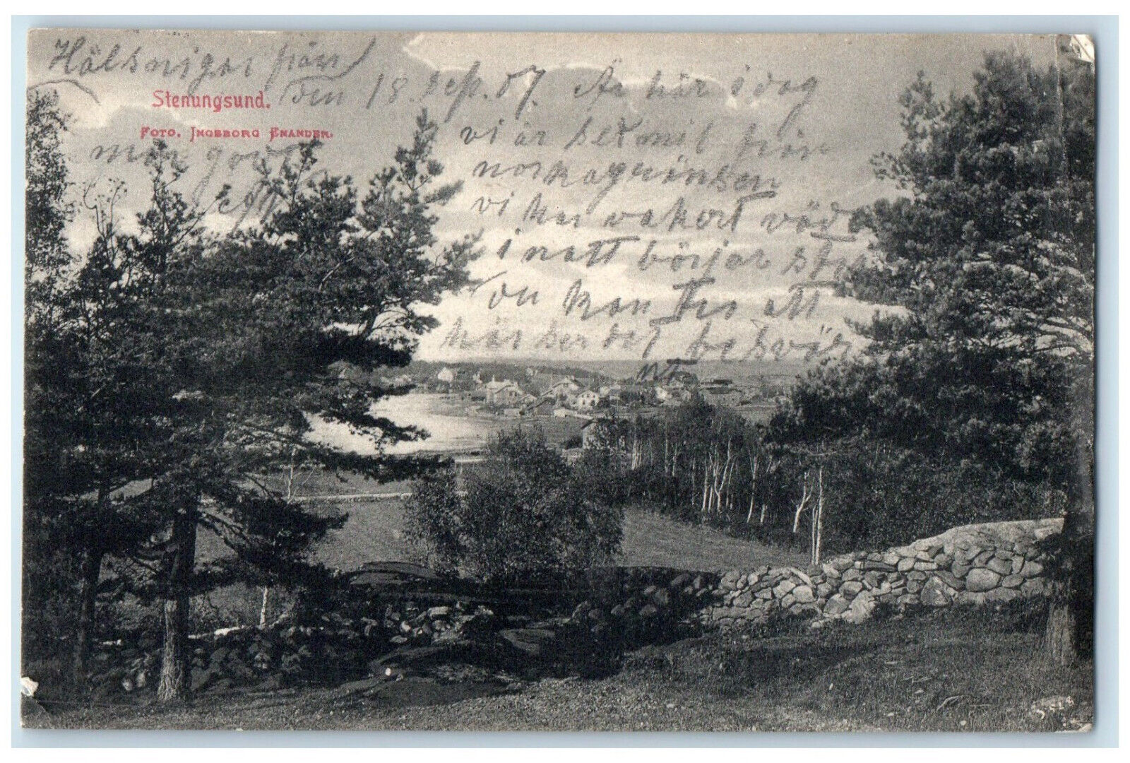 1907 View of Stenungsund Västra Götaland County Sweden Posted Antique Postcard
