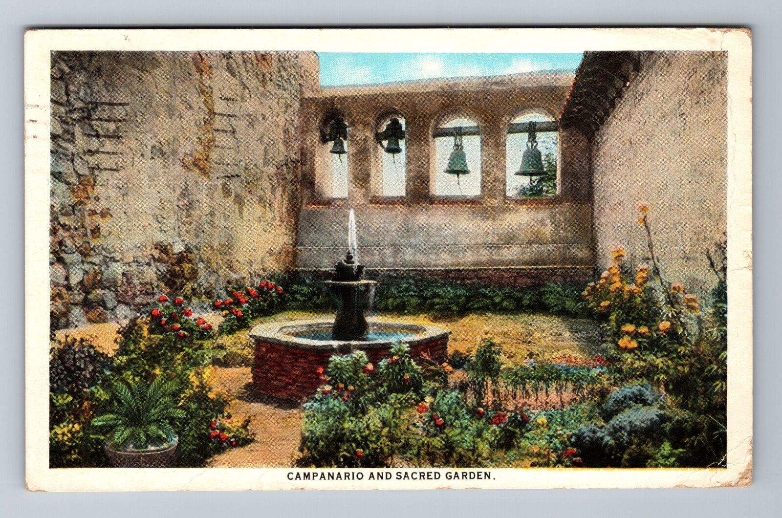 CA-California, Campanario & Sacred Garden, Vintage Postcard