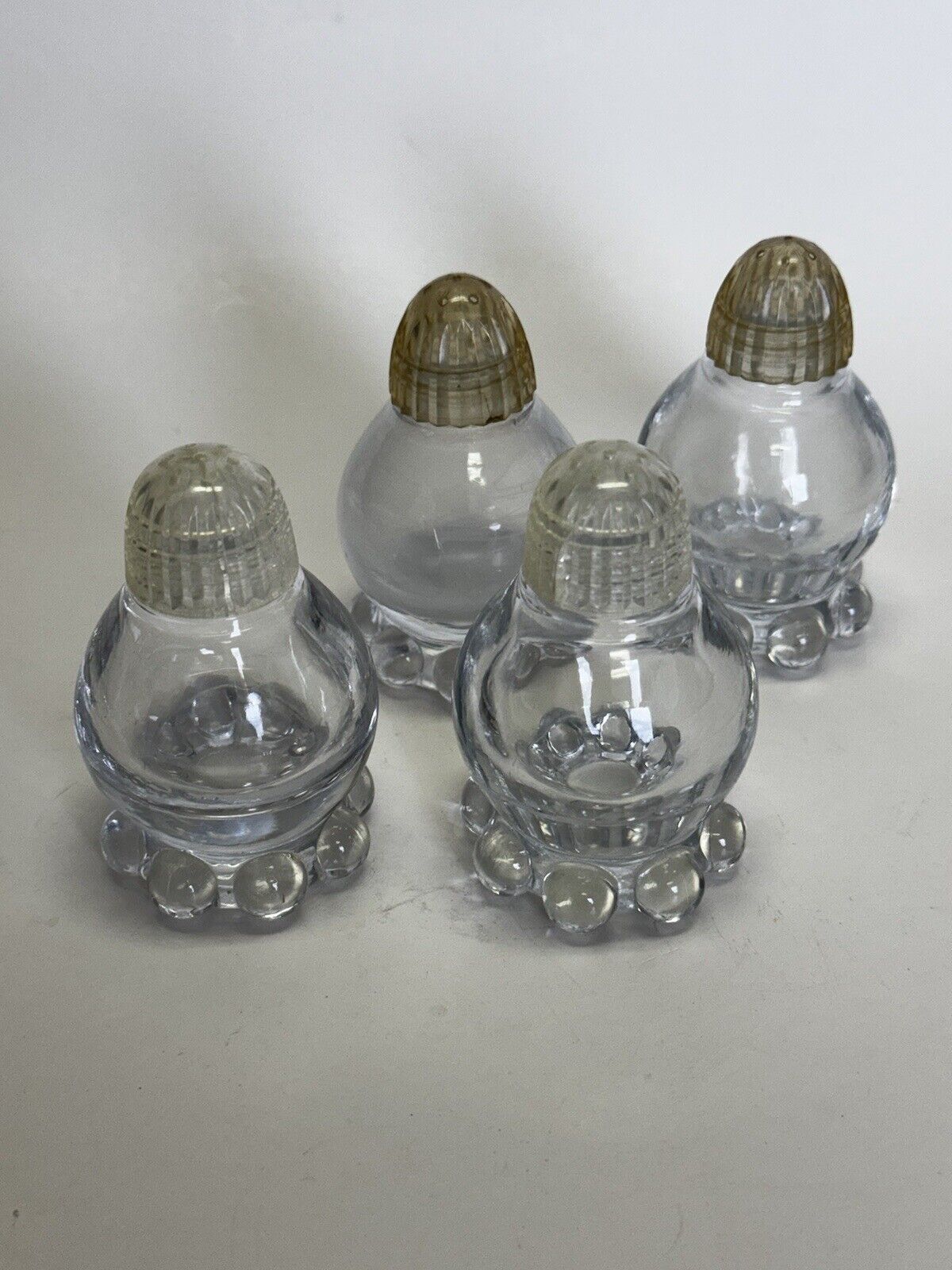 Vintage Candlewick Imperial Glass Set Of Four Salt and Pepper Shaker Plastic Top