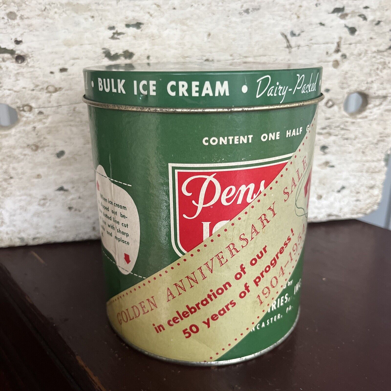 1954 Golden Anniversary Half Gallon Pensupreme Ice Cream Penn Dairies