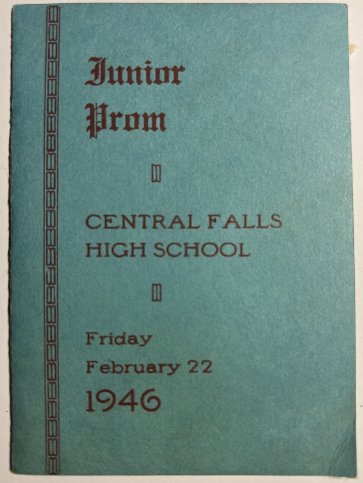 1946 Central Falls High School Junior Prom Booklet Dance Rhode Island RI
