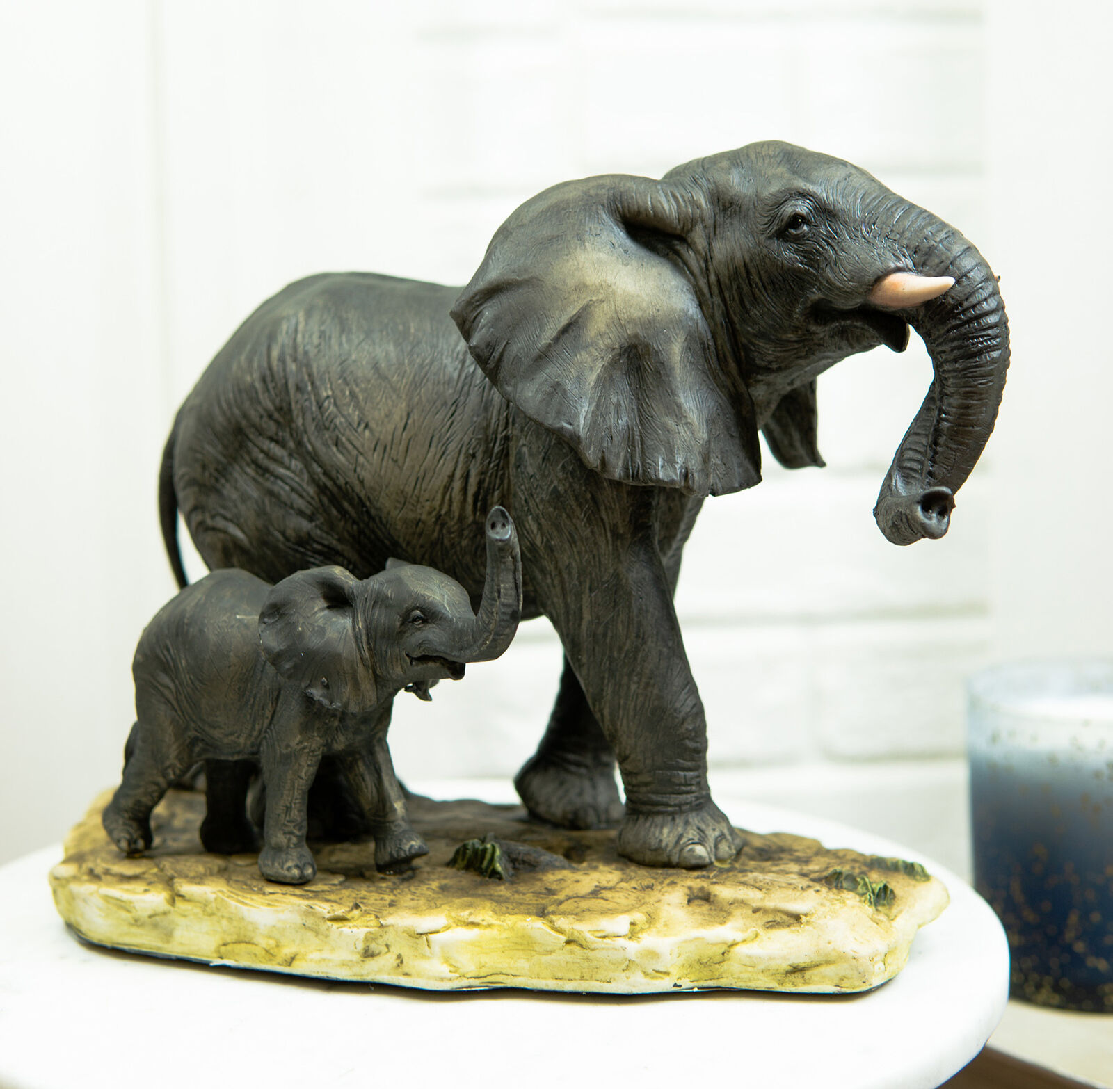 Ebros Gift African Savanna Majestic Elephant with Young Calf Figurine 8.5\
