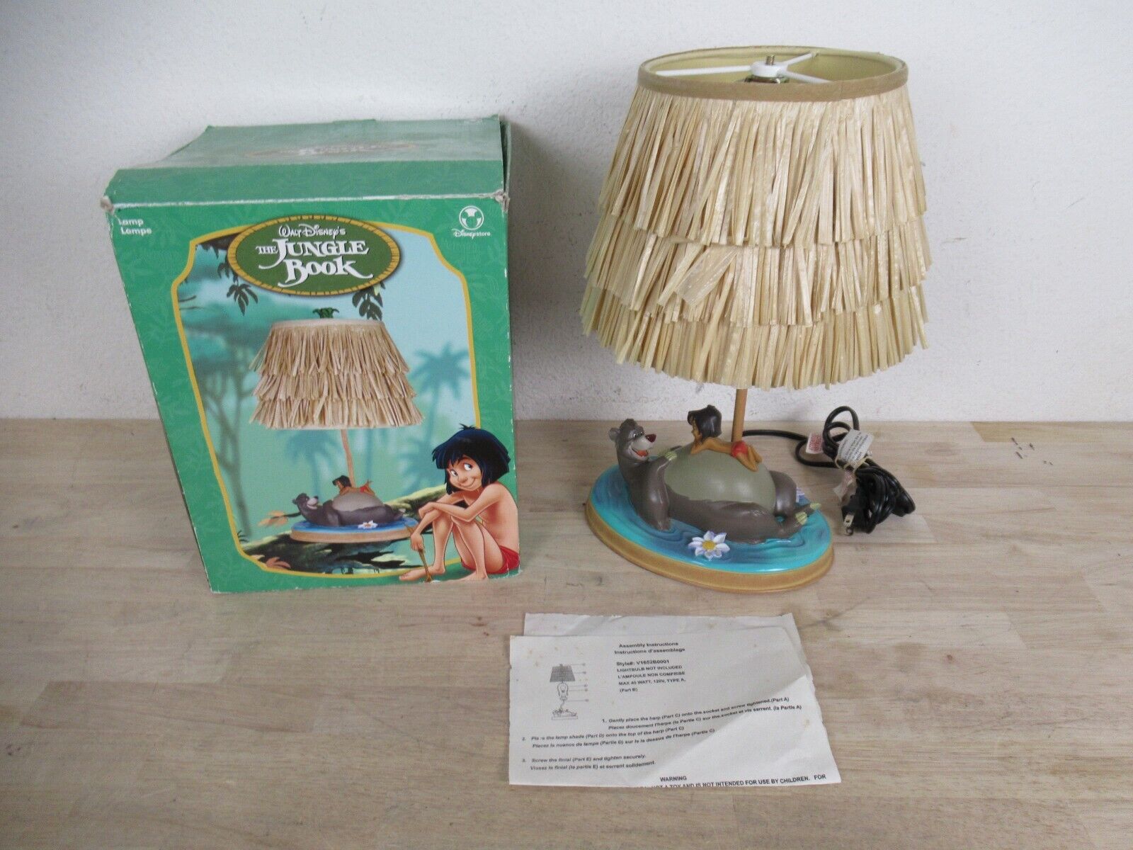Disney Store Jungle Book Baloo & Mowgli Bedside Table Lamp WORKS With Box