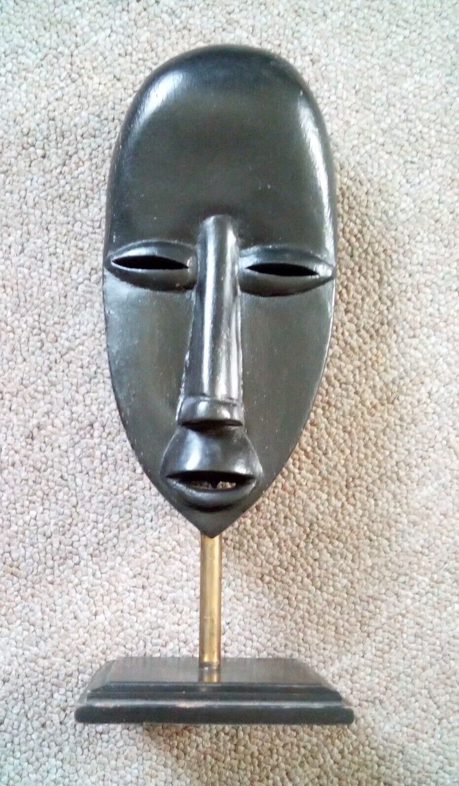 Vintage African Art Mask On Pedestal  15x5.5 In Rare Find