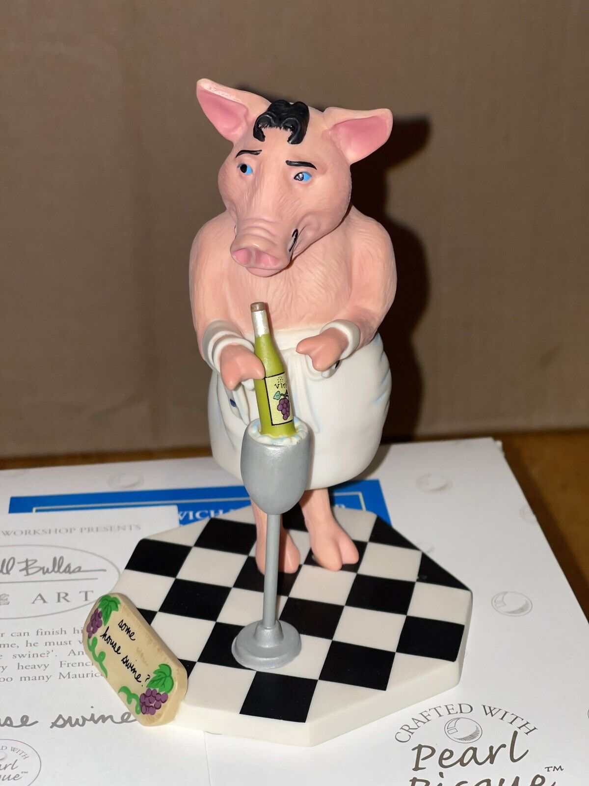 Greenwich Workshop  Some House Swine Will Bullas Pig Serving Wine Figurine