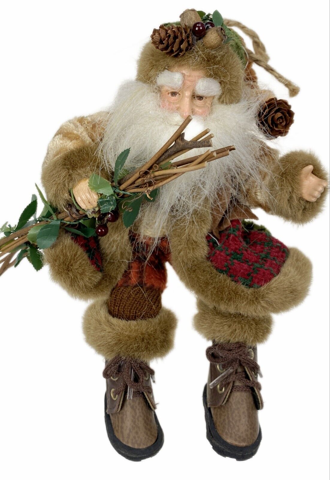 9” Woodland Santa Claus Christmas Ornament Sitting