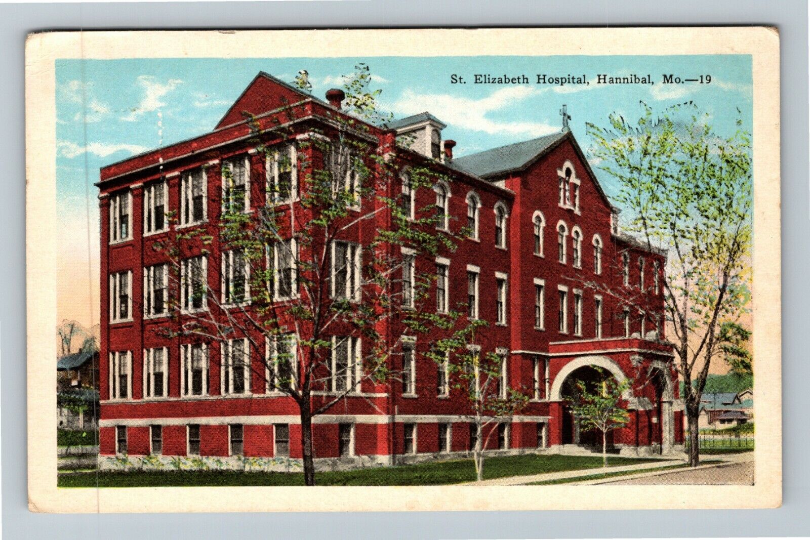 Hannibal MO-Missouri, St. Elizabeth Hospital, Street View Vintage Postcard
