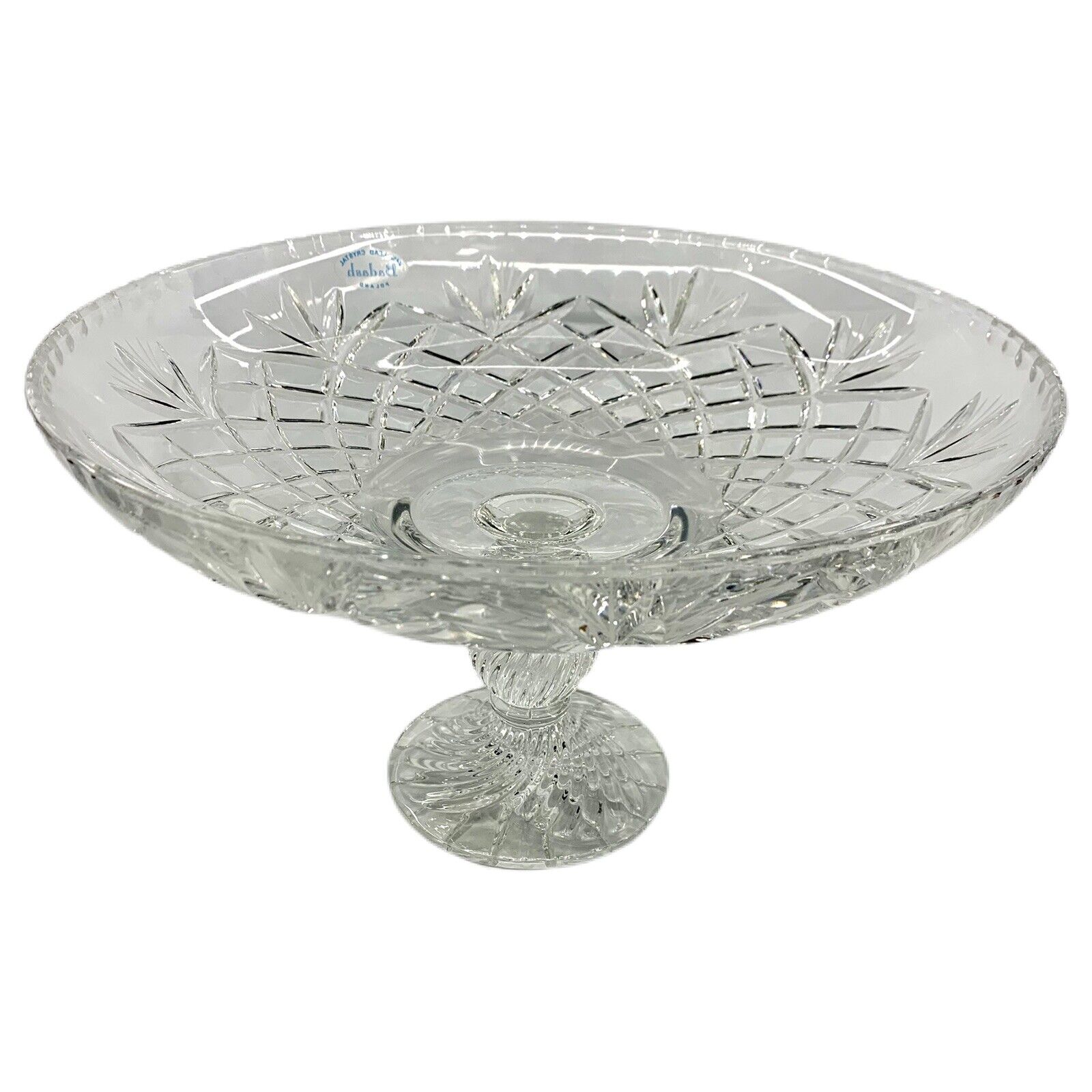 Vintage Badash 24% Crystal Oxford Round Centerpiece Bowl Compote Pedestal Signed