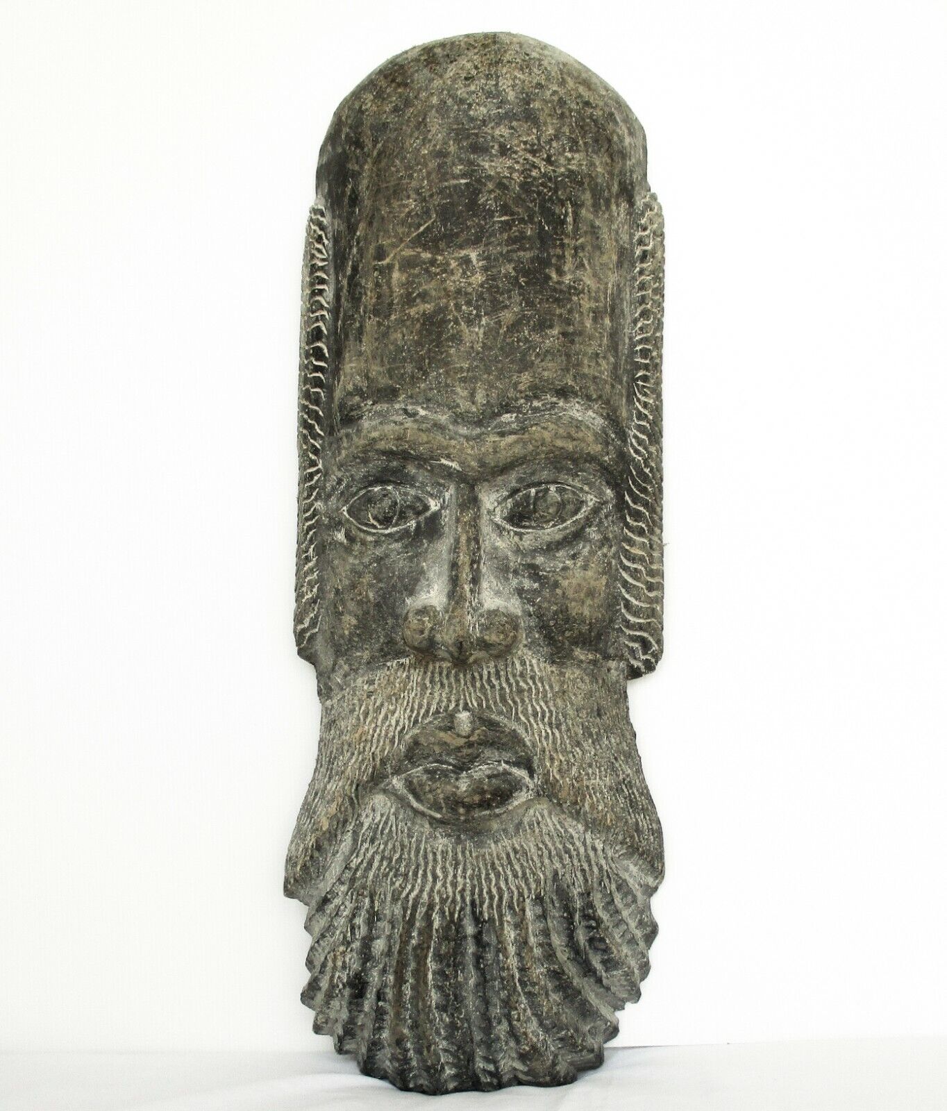  Large & Heavy Old Bearded Face Mask from Jamaica - Carved Wood   28 1/2