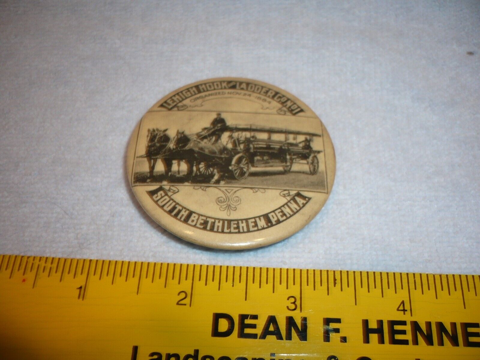great early horse drawn lehigh hook and ladder south bethlehem pa  Pin   Button