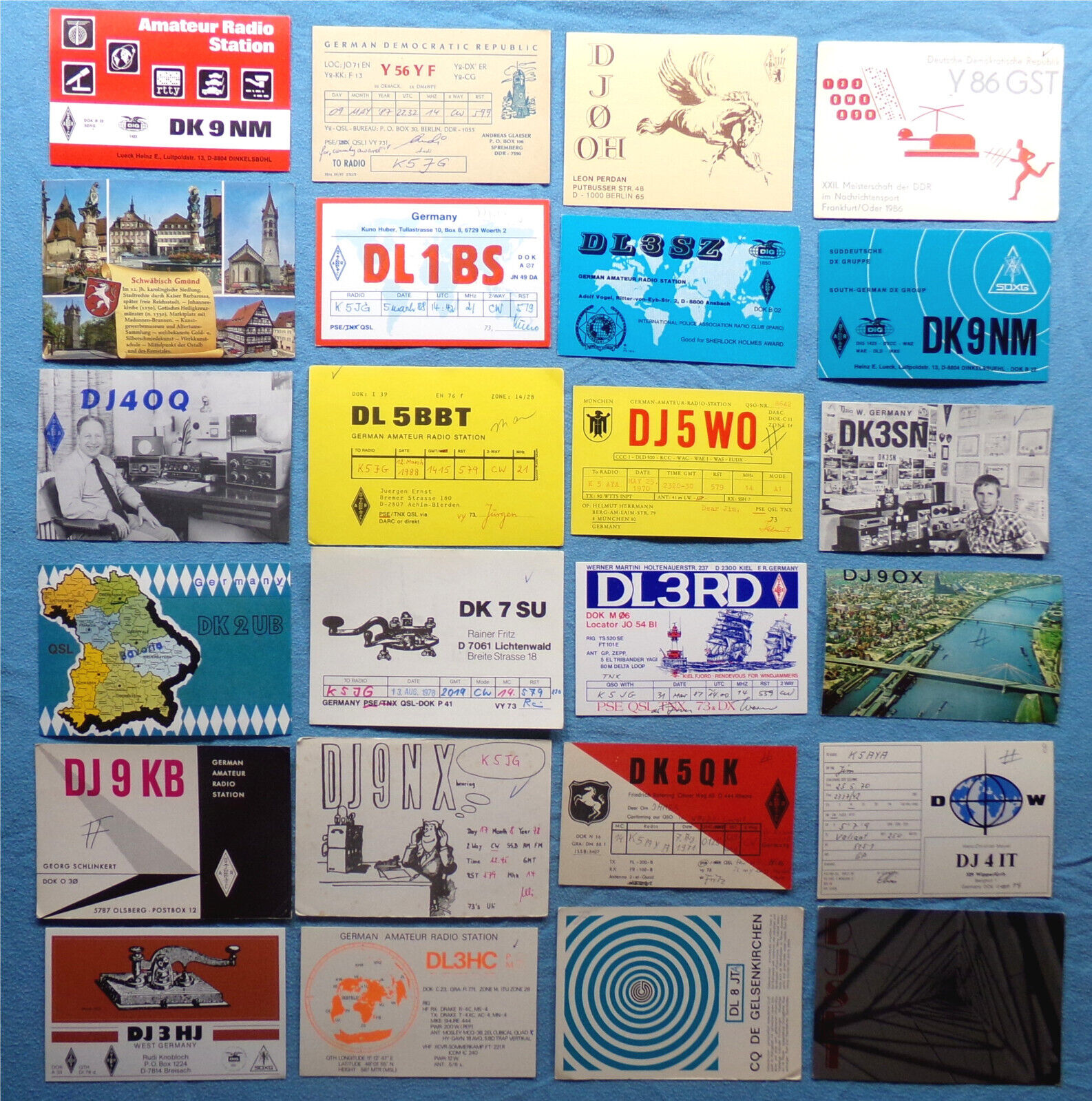 GERMAN QSL CARD LOT: Amateur Radio, Germany To USA 1970s-1980s Vintage Mixed Set