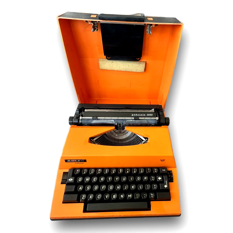 Adler Gabriele 2000 German ElectricTypewriter Orange Vintage Collectible Working
