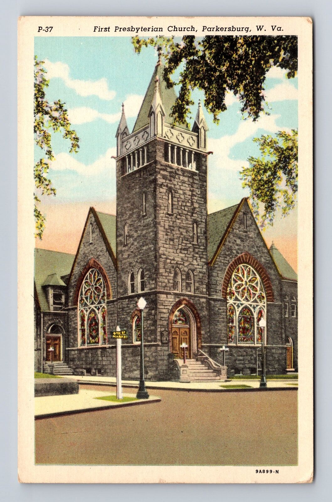 Parkersburg WV-West Virginia, First Presbyterian Church, Vintage Postcard