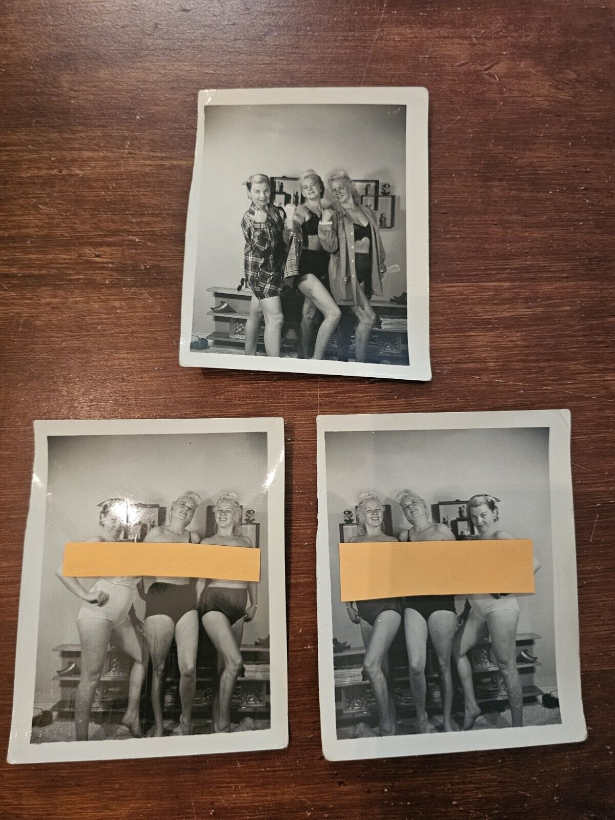 1950's Photo 3 Photo Lot 3 Women Amateur Models Bra & Panties Risque Strip Tease