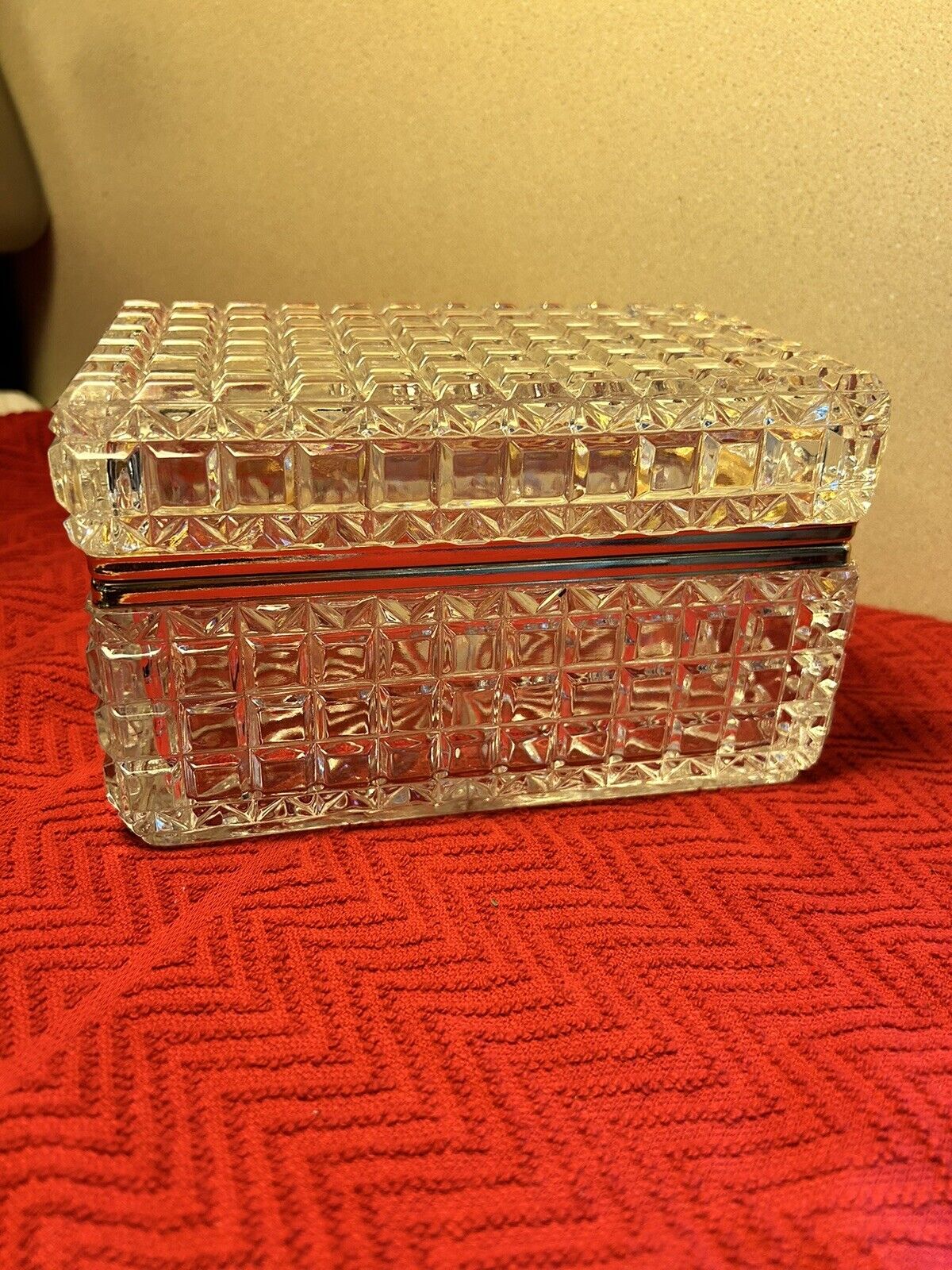 Vintage French Baccarat Style Jewelry Casket Box Very Heavy 