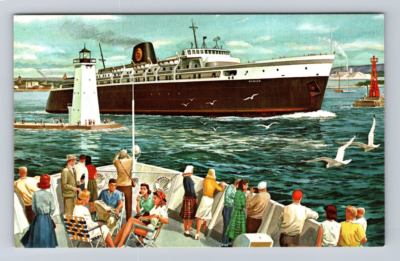 Ludington MI-Michigan, C & O\'s Ferry Line, Lake Michigan, Vintage Postcard