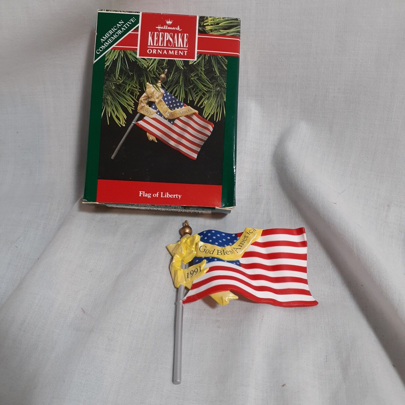 Vintage Hallmark Keepsake Flag of Liberty American Flag Ornament Christmas