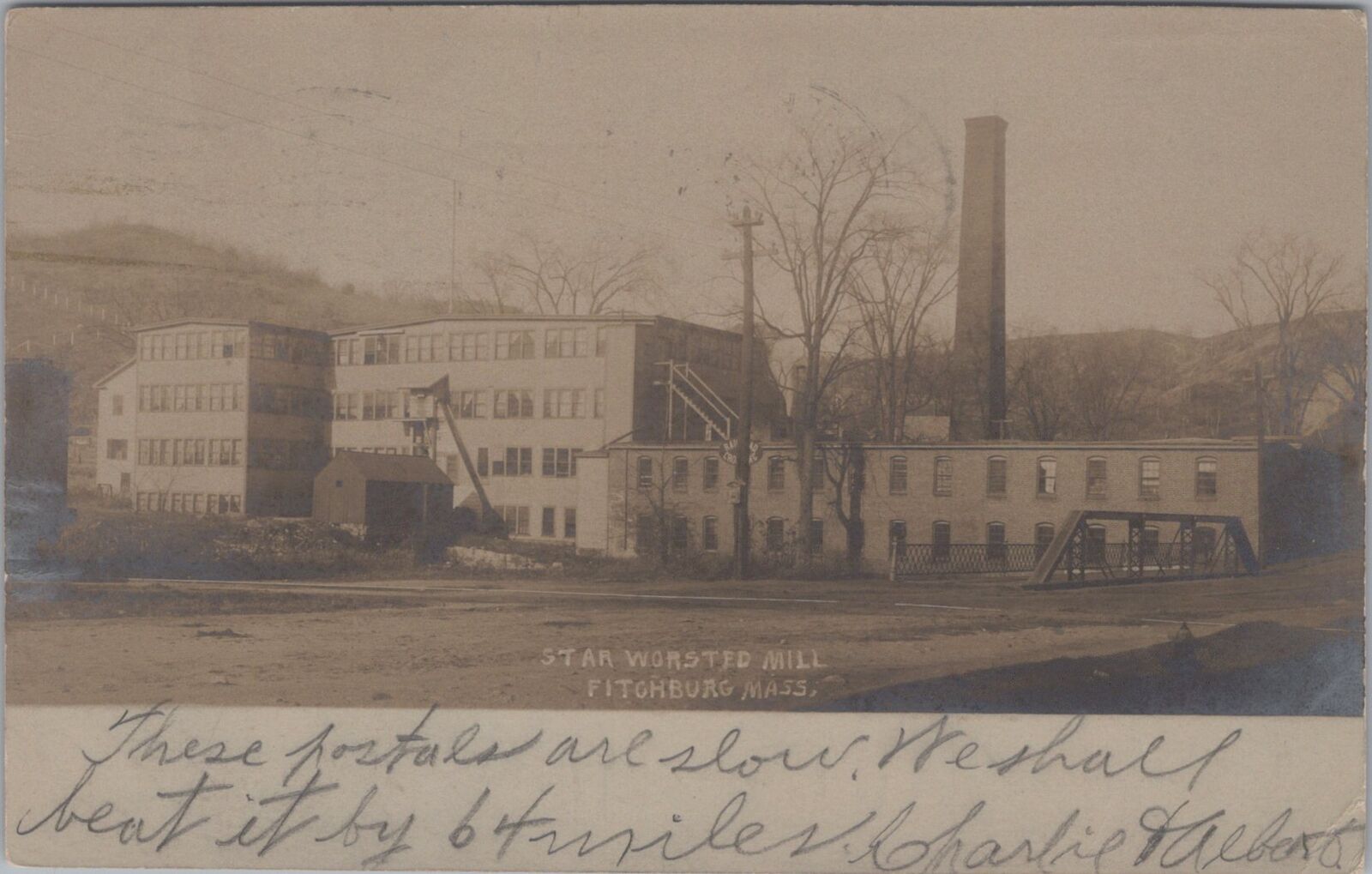 Star Worsted Mill Fitchburg Massachusetts 1906 RPPC Postcard