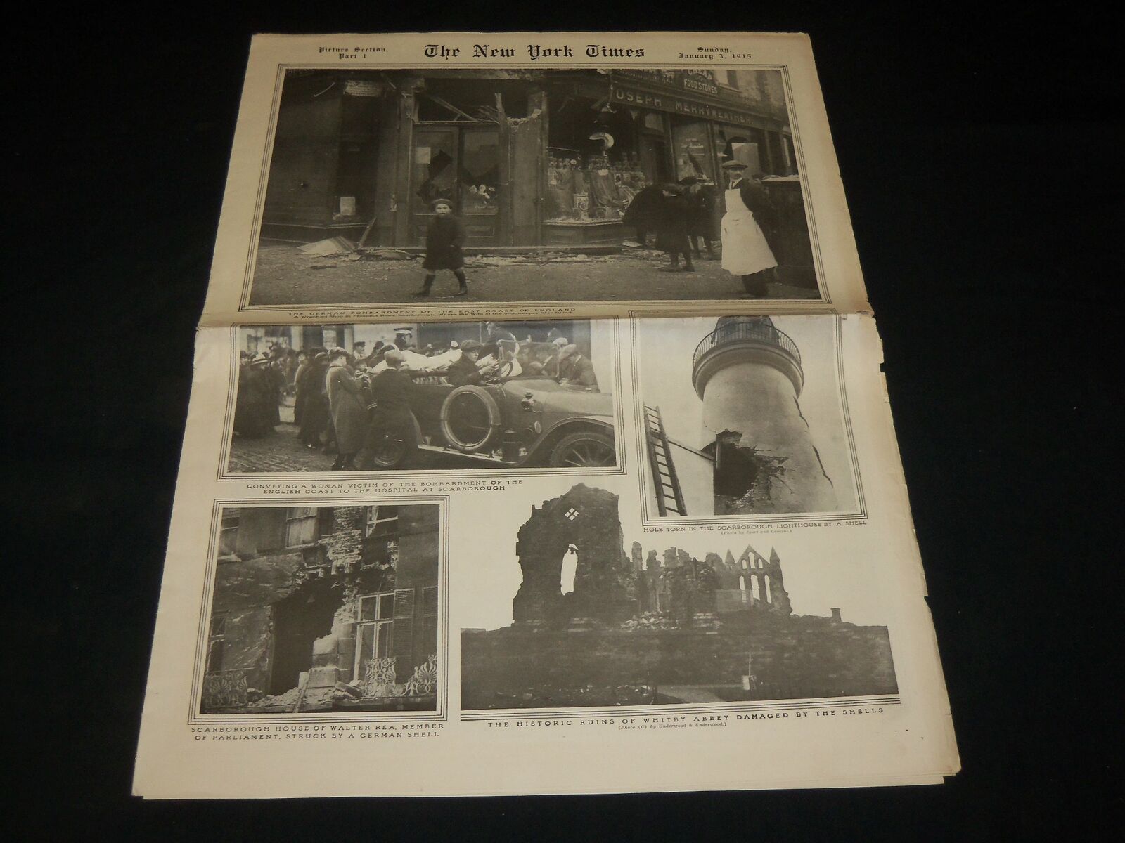 1915 JANUARY 3 NEW YORK TIMES PICTURE SECTION - ENGLAND BOMBED - NP 5470