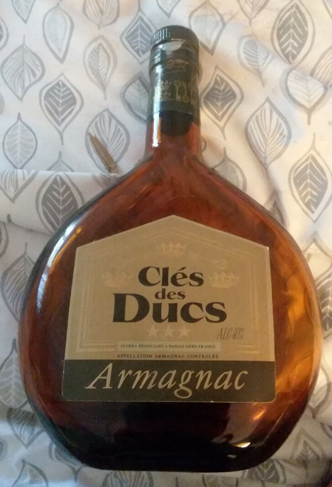 Vintage France Armagnac Cles Des Ducs Glass Bottle + stopper  Amber Brown 