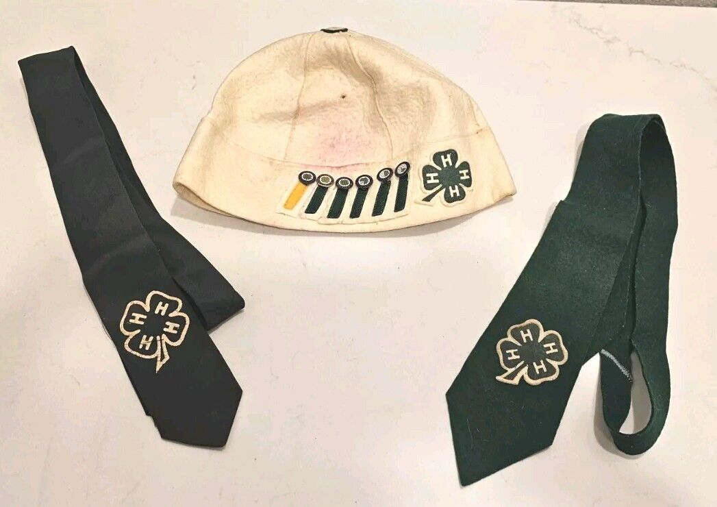Vintage Rare 4-H Collectibles Hat Pins Neckerchief Youth Historical Museum