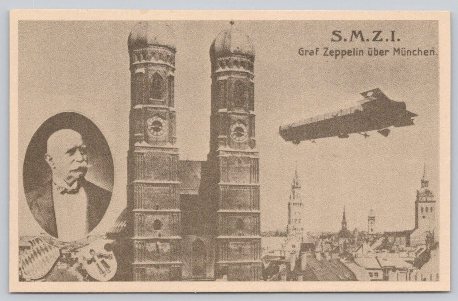 Postcard German Blimp SMZI Graf Zeppelin Gber Munchen Military Airship Unposted