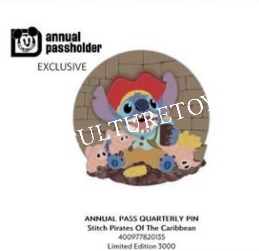 Disney Parks 2024 Stitch Pirates Of The Caribbean Annual Passholder Pin LE New