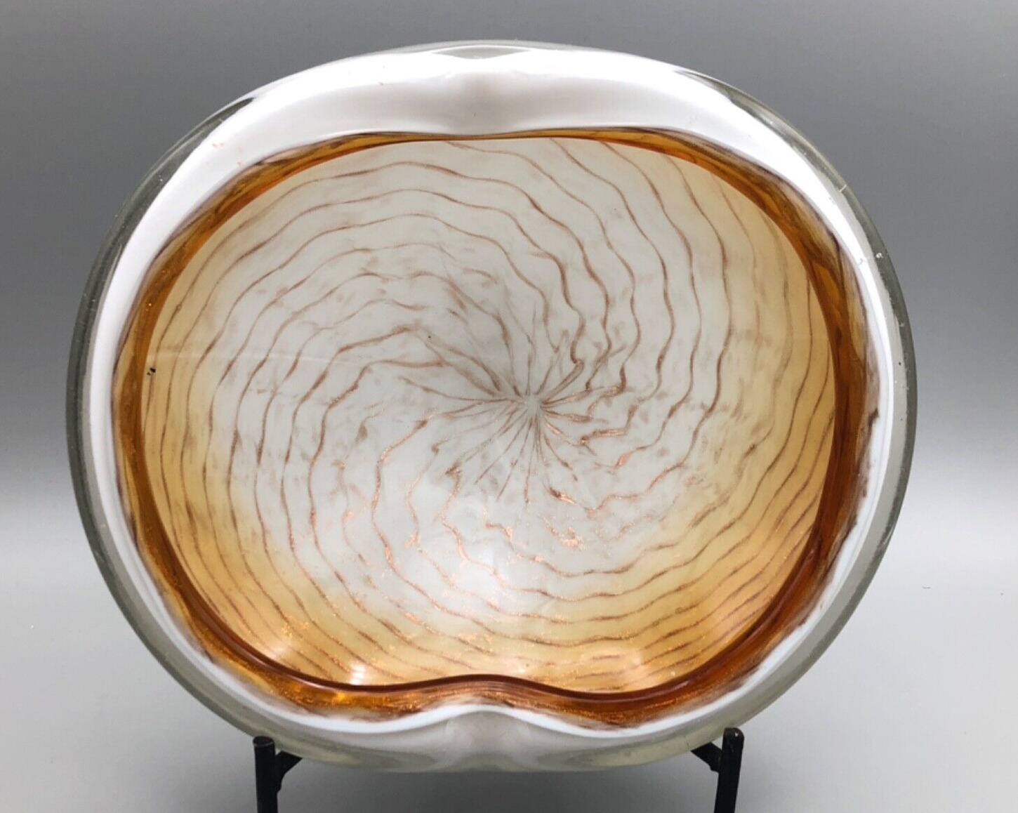 FRATELLI TOSO Art Glass - SOMMERSO Gold Web BOWL - Murano Italian