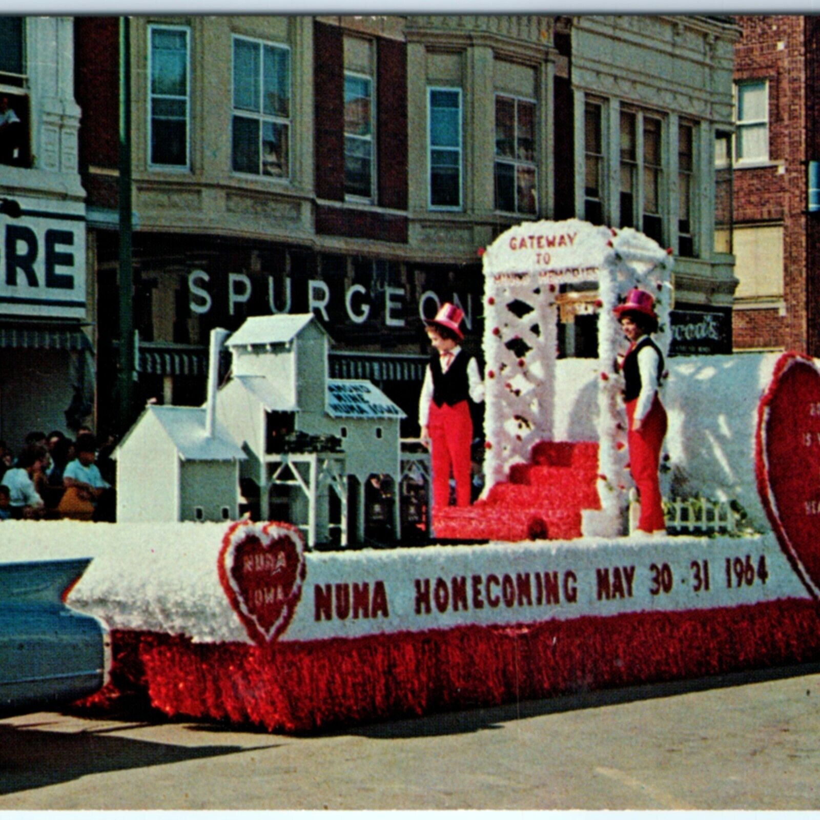 c1960s Numa, IA Centerville Pancake Day Parade Float Mining Scene Downtown A133