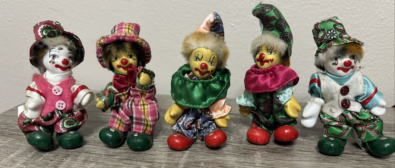 5 Vintage P.I.I Porcelain Doll Clown 2003 all #TY-815