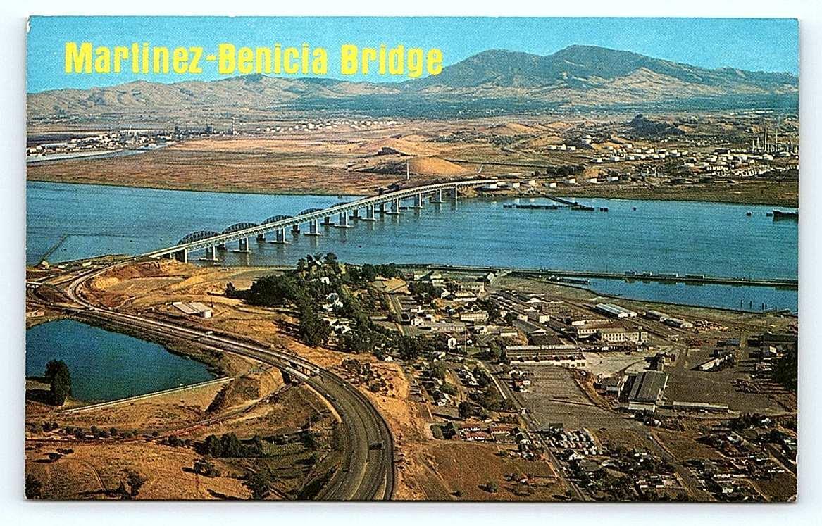 MARTINEZ, CA California ~ BENICIA-MARTINEZ HIGHWAY BRIDGE c1960s Postcard