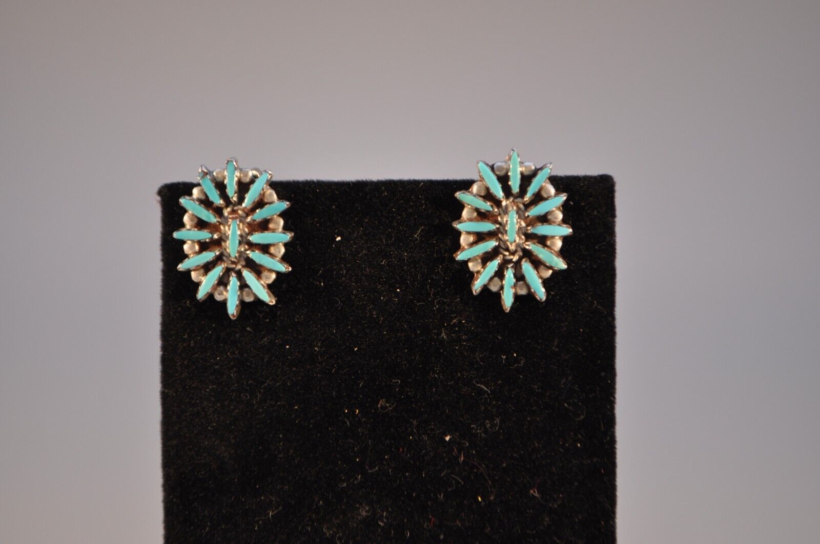 Vintage Zuni Sterling Silver Earrings - Turquoise Snap Ons