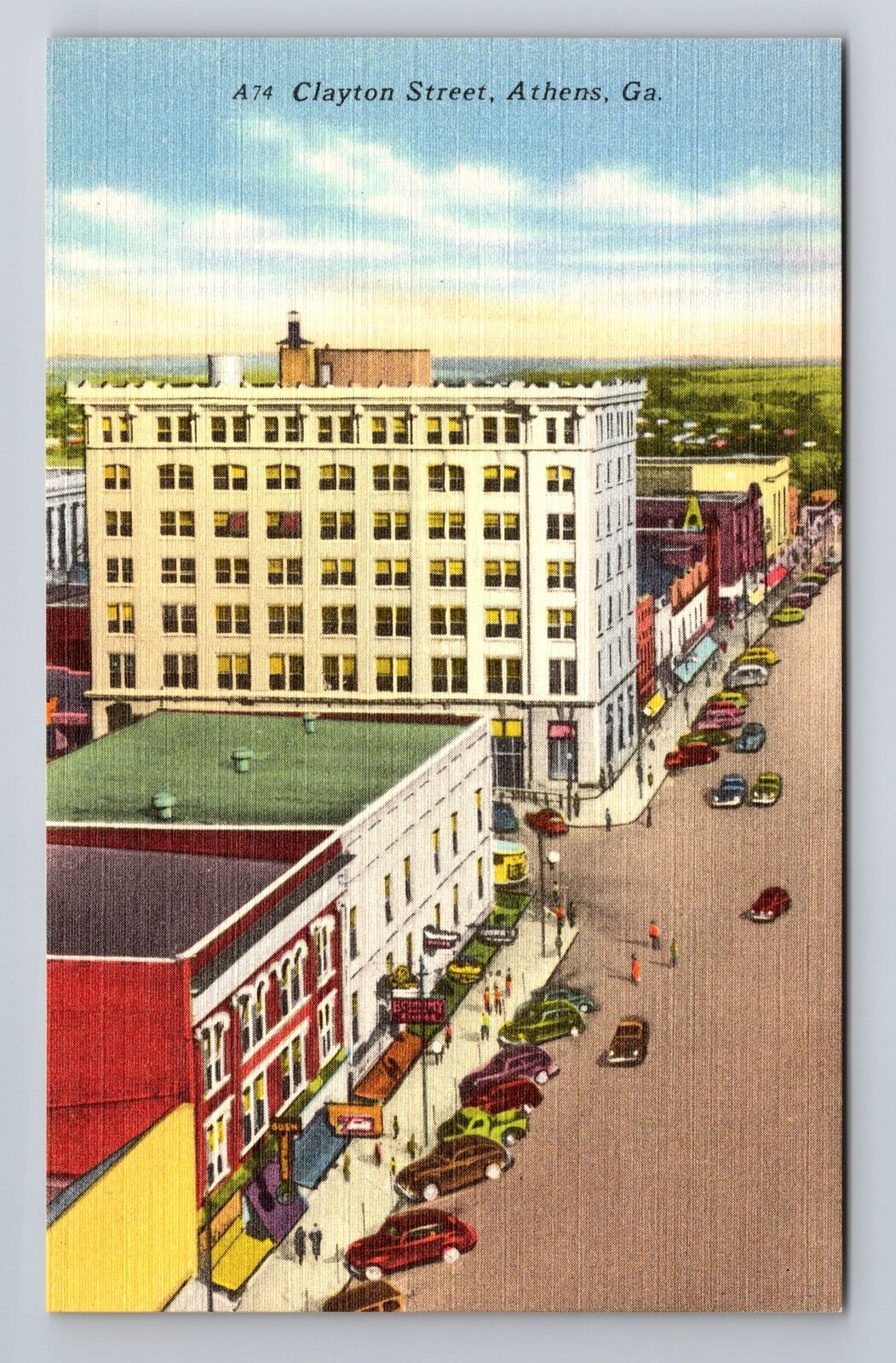 Athens GA-Georgia, Clayton Street, Antique, Vintage Postcard