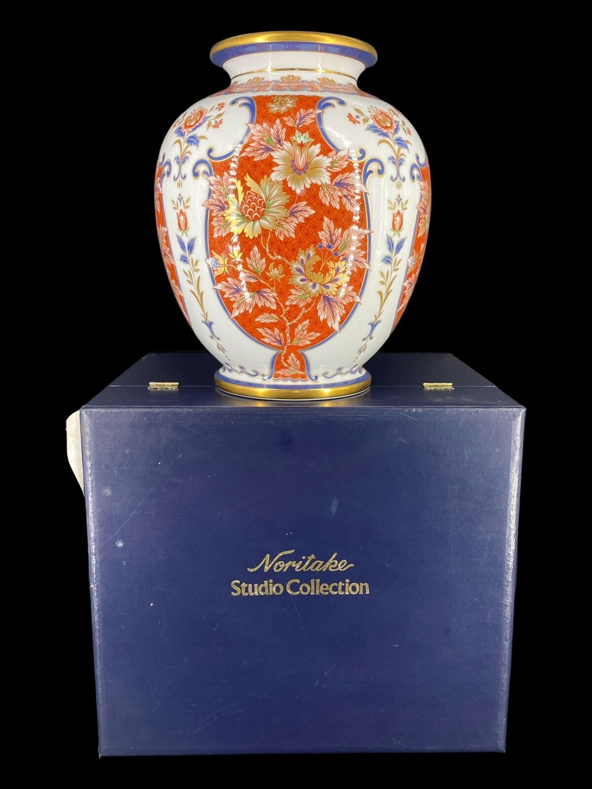 Vtg Asian Japanese Noritake Studio Collection Imari Porcelain Floral Vase EX+