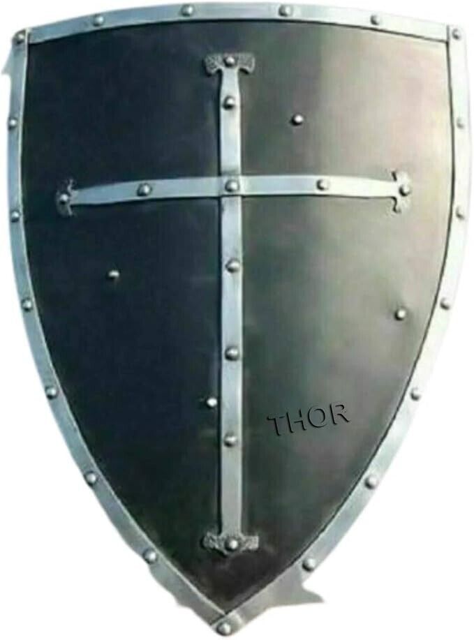 Medieval Templar Cross Shield Combat Ready For Battle Armor Shield Rustic Vintag