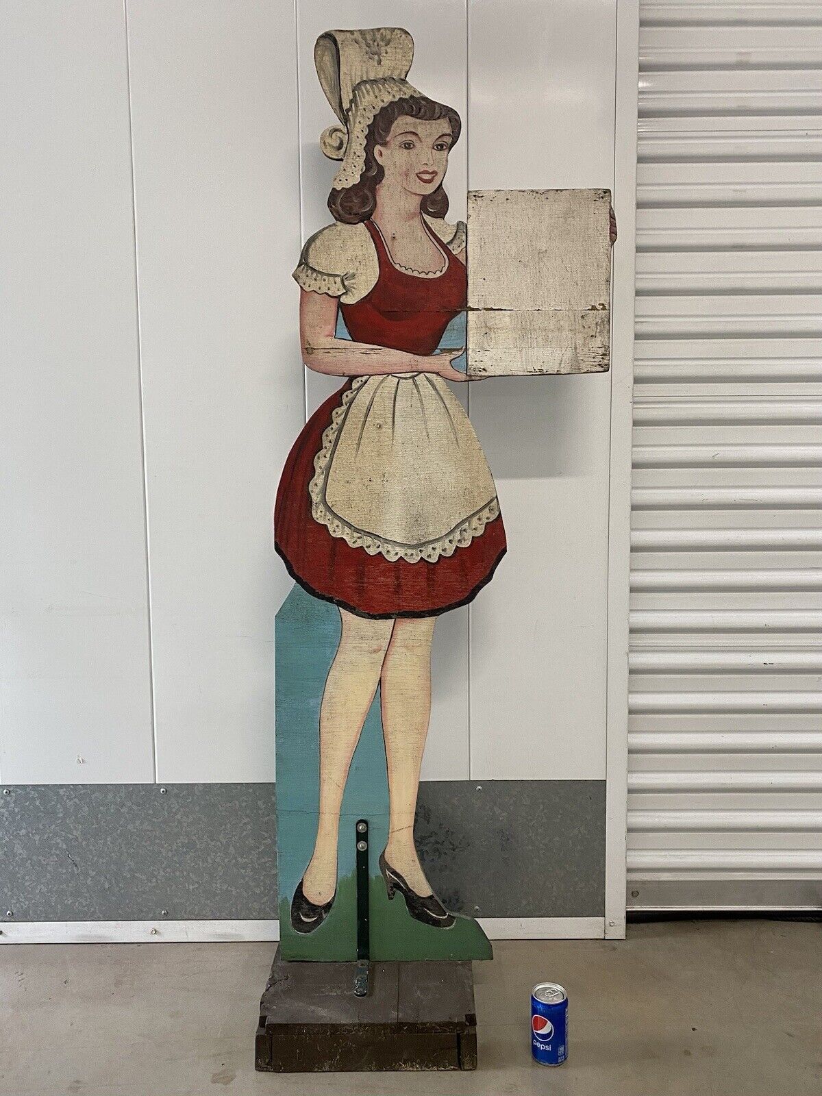 🔥 Antique Old Danish American Folk Art SOLVANG Woman Painted Restaurant Sign